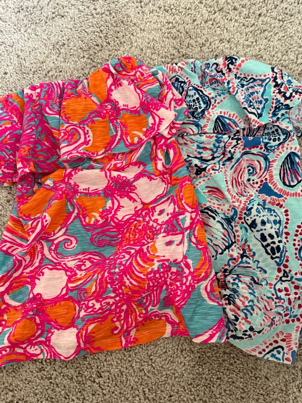 Lilly Pulitzer | top bundle | Pink, Orange Top & Aqua Shell Top - strapless - Picture 2 of 6